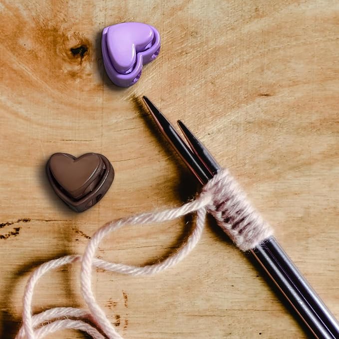 Ravlzors Knitting Needle Stoppers - 20PCS Heart Cord Locks Point Protectors (Pack of 2)