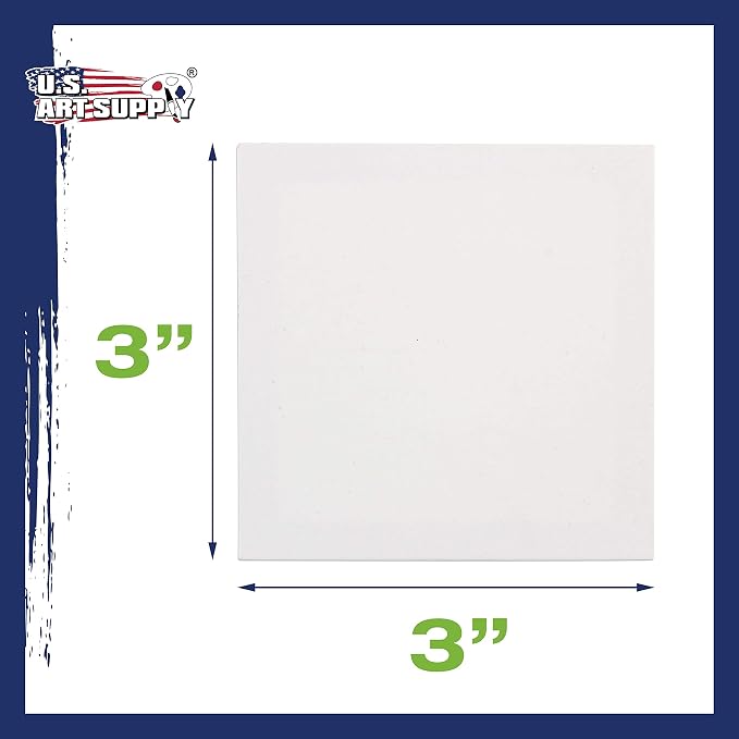 U.S. Art Supply 3x3 Mini Canvases for Painting, 72 Pack Bulk Small Stretched Artist Canvas Professional Primed - Ideal for Arts & Crafts