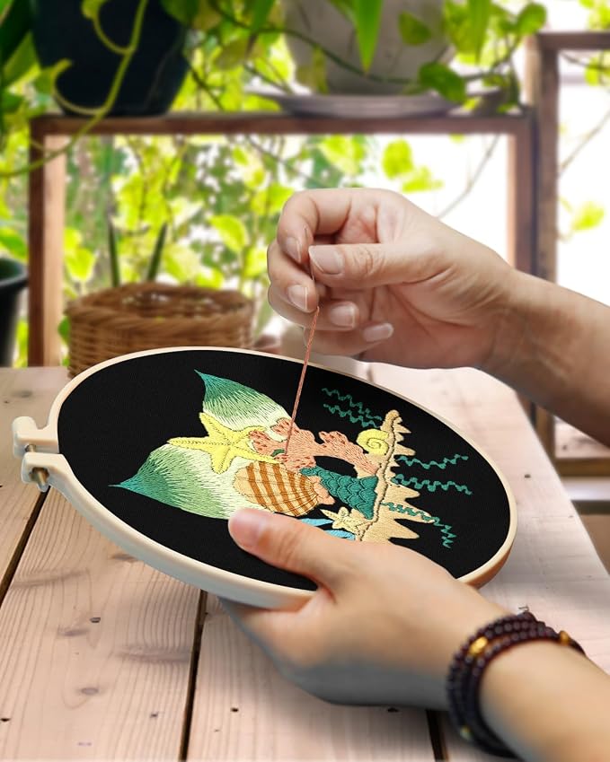 TINDTOP 4 Pack Embroidery Kit for Adult, Embroidery DIY Starter Kit