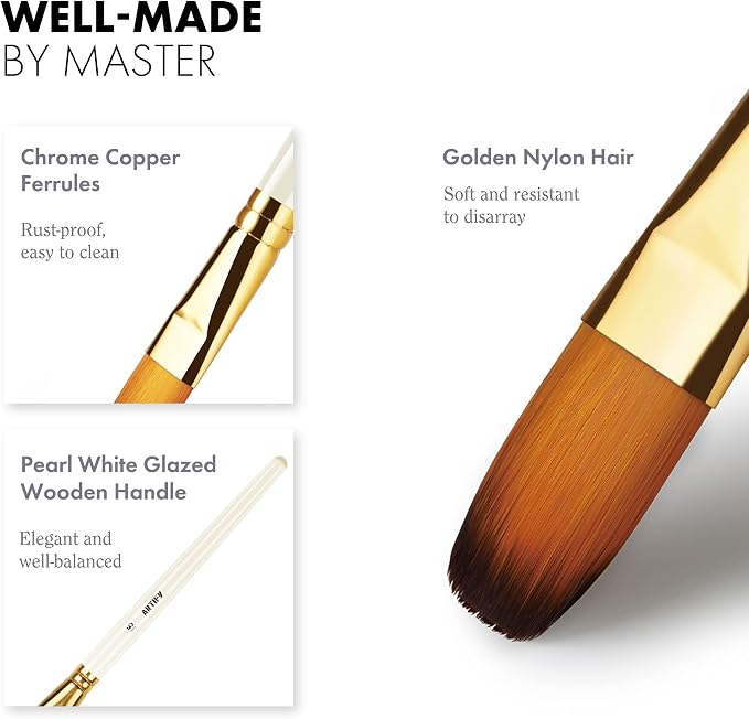 21 Piece Paint Brush Set, ARTIFY 18 Acrylic Paint Brushes, Palette Knife, and 2 Sponges, Professional Artist Paint Brushes for Acrylics, Watercolors, Gouache, Canvas, and Face Painting, Yellow
