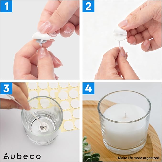 4000Pcs Candle Wicks Stickers, with Tail, Heat Resistance | Double-Sided, Easy to Peel, Secure Hold, Ideal for Candle Making, DIY Crafts, Home Decor, Party