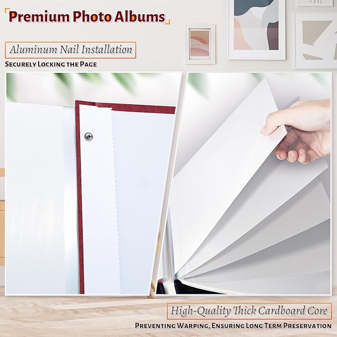 Artfeel Photo Album Self Adhesive Scrapbook,120 Pages Large Photo Book for 4x6,5x7,8x10 Pictures,DIY Album for Baby Wedding Family Travel Birthday,with Metallic Pen and Scraper