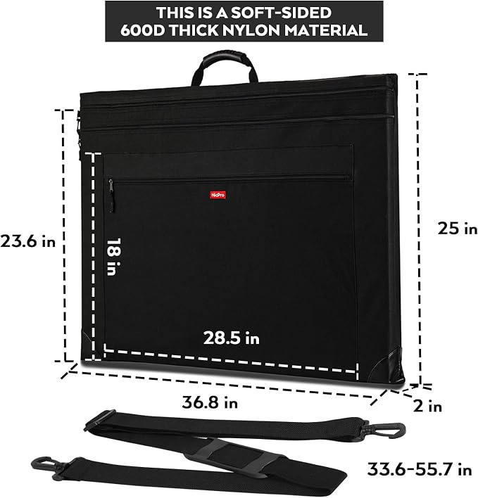Nicpro Light Weight Art Portfolio Bag, 24" x 36" Art Canvas Portfolio Case