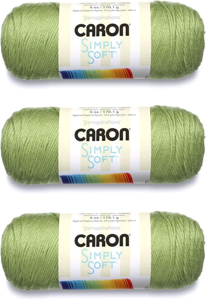 Caron Simply Soft Yarn for Crocheting & Knitting, Pistachio, 3-Pack | #4 Worsted Yarn, 100% Acrylic, Soft Crochet Yarn for Crocheting, Knitting, Garments & DIY Projects, 315yd, 170g/6oz per skein