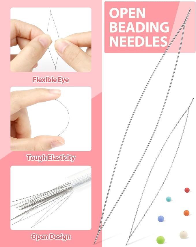 FIVEIZERO 87-Piece Beading Needles Set, 3 Types, 6 Sizes for Jewelry Making