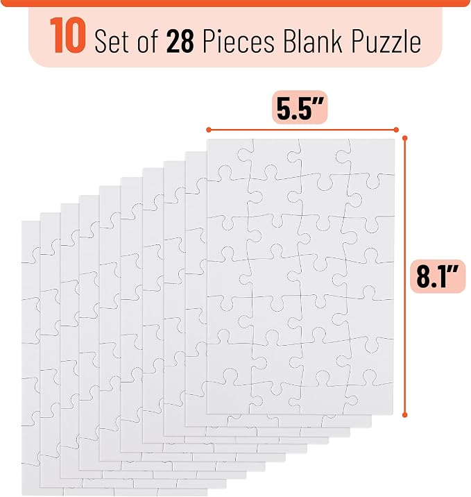 Mr. Pen- Blank Puzzle, 40 Pack, 28 Pieces/Pack, 5.5" x 8.1"