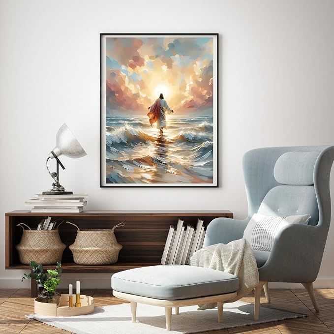 Jesus Paint by Numbers Kit for Adults Framed Canvas, with Wooden Easel