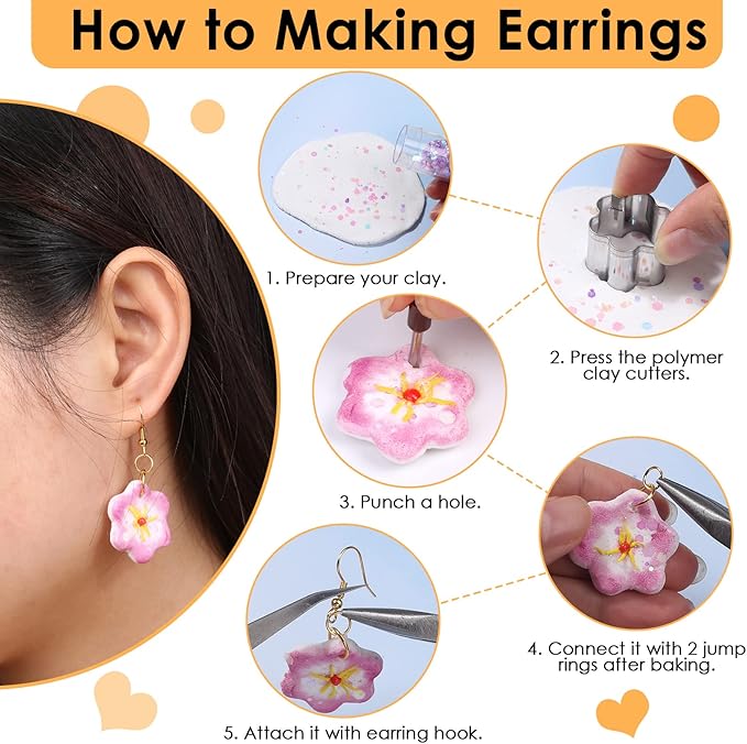 Polymer Clay Cutters for Earrings Making, 705 PCS Clay Cutters Set with 49 Shapes Stainless Steel Clay Cutter Tools, 640 PCS Jewelry Accessories, 16 Circle Shape Earring Cutters for Polymer Clay
