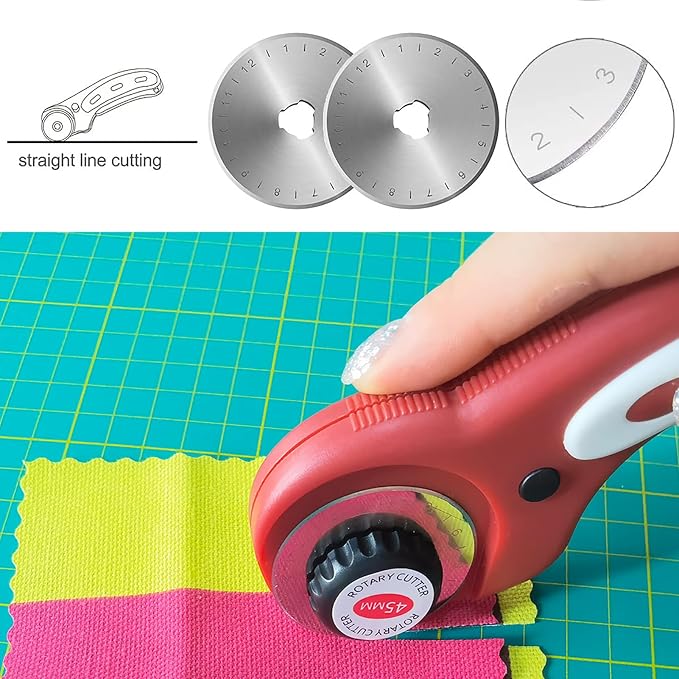 45mm Rotary Cutter Blades 5-Pack Replacement Blades Fits Fits Fiskars, OLFA,Martelli,Dremel,Truecut,DAFA for Quilting Scrapbooking Sewing Arts & Crafts Sharp and Durable Cutter Blade (silver)