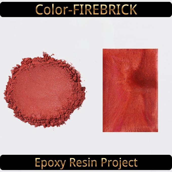 Mica Powder, FireBrick, 240g with Scoop, Complies with ASTM D-4236 | For Epoxy Resin, Soap, Bath Bomb, Candle| Safety Material| Odorless| Brilliant Colors