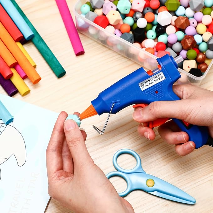 Zhengmy 6 Pcs Mini Hot Glue Guns 20W Low Temp Burn Protection,Blue