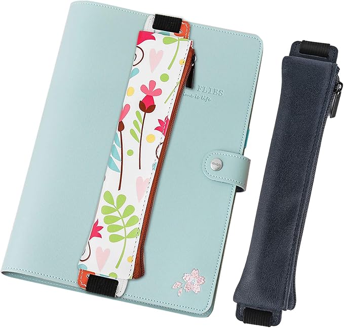 MoKo Elastic Pen Holder for Notebook, 2 Pack PU Leather Pouches