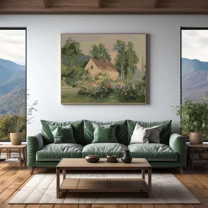 Landscape Paint by Numbers Kit for Adults, Color By Numbers for Adults | Classical Landscape Painting by Number Kits On Canvas, Number Artist Paint by Number Kit Funny Without Frame DIY, 12x16in