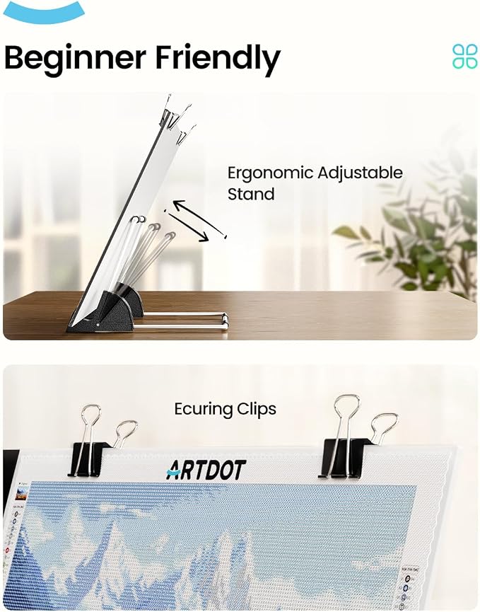 ARTDOT A4 LED Light Pad for Diamond Art Kits for Adults,USB Powered Adjustable Brightness Light Board for Diamond Painting Accessories and Tools