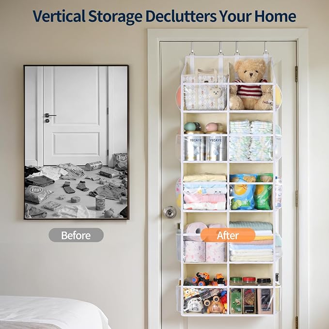 Yecaye 80lb Clear Door Yarn Storage Organizer, 5 Tier Yarn Organizer, Beige