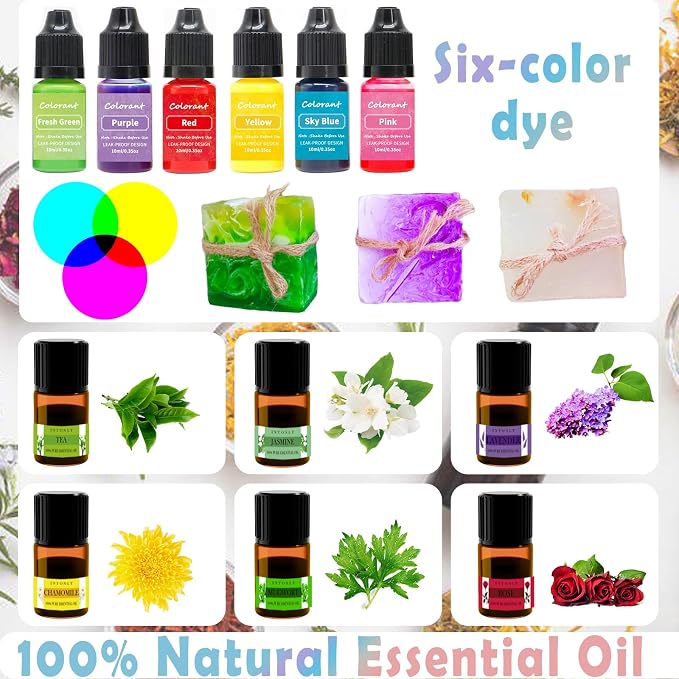 Soap Making Supplies Kit- Upgraded Soap Base Melter Pot, Soap Cutters, Silicone Soap Molds Loaf Bar Rectangle, 6 Fragrances & More, Homemade DIY Craft Kit for Adults Beginners (Advance Kit)