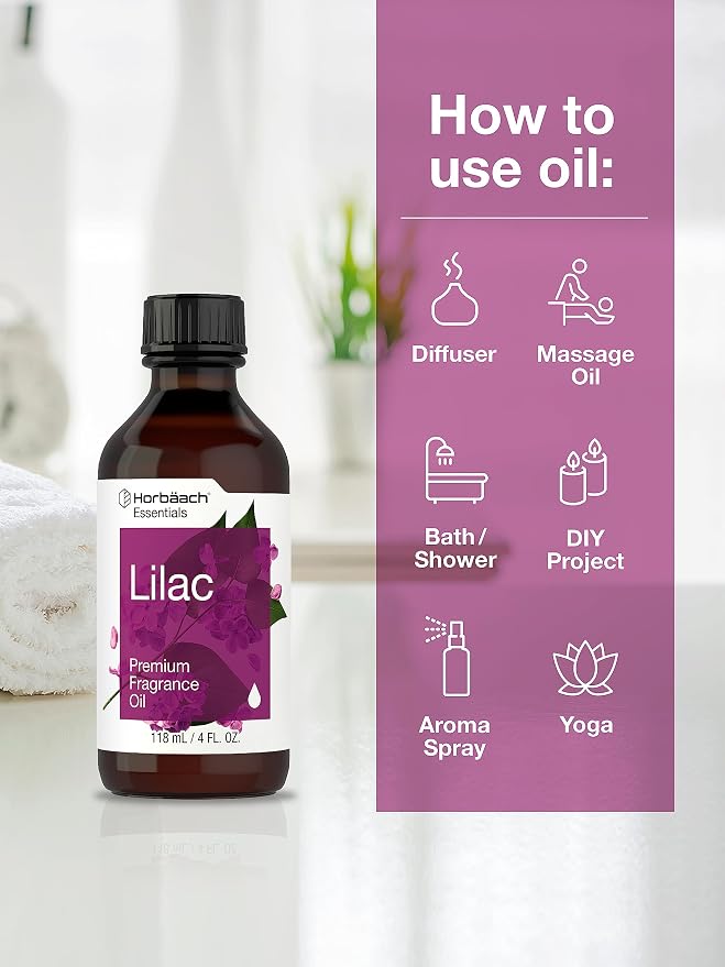 Horbaach Lilac Fragrance Oil for Diffusers, Candle, and Soap Making | 118ml