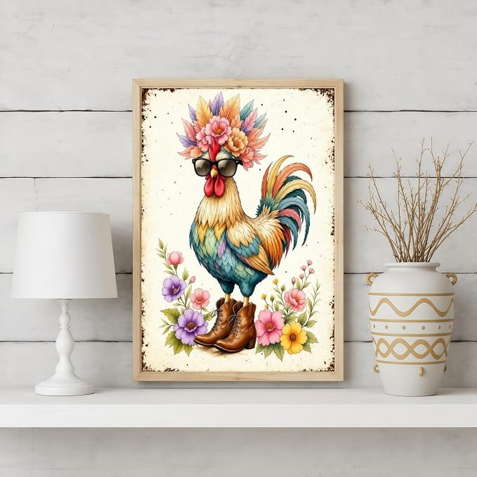 XSJDBYYQ Floral Rooster Diamond Art Kits for Adults, 5D Diamond Painting