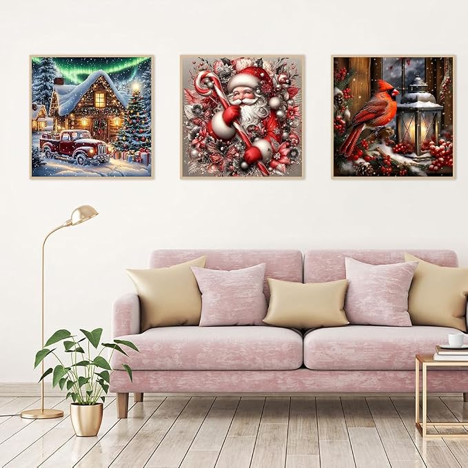 NEGEKFKX 6 Pack Christmas Paint by Numbers Kit for Adults Beginner,Winter Easy Adult Paint by Number Kits on Canvas DIY Painting for Beginners Art by Numbers for Home Wall Decor 10x10 Inch