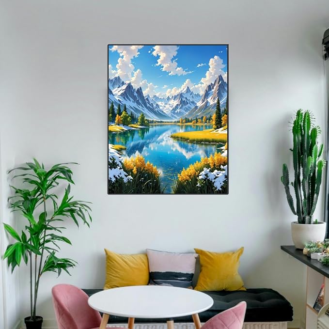 ldazao Mountain Paint by Numbers for Adults-Landscape Paint by Number on Canvas Without Frame, DIY Forest Scenery Oil Painting for Gift Home Wall Decor(16x20inch)