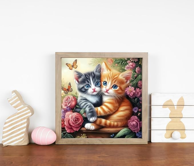 Paint by Numbers Kit for Adults, Cats and Flowers Canvas Paint by Number | Acrylic Paint by Number Canvas for Adult Beginners, Home Wall Art Decor,Unframed 16X16 inch
