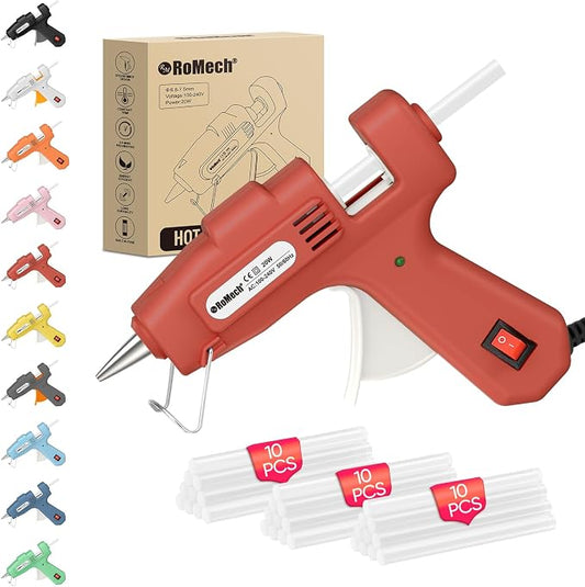 ROMECH 20W Mini Hot Glue Gun Kit, 30 Glue Sticks Set for DIY Crafts, Repair