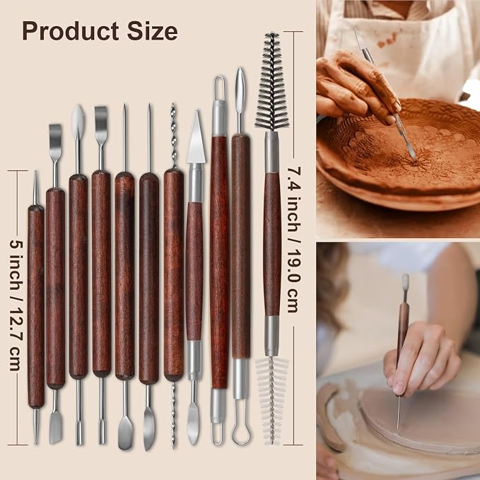 Amrules 31 Pcs Polymer Clay Sculpting Tools Kit for Adults, Red | Multi-Functional for Carving, Dotting & Molding, Ideal for Art Class & Pottery Studio, Comes with Zipper Storage Bag