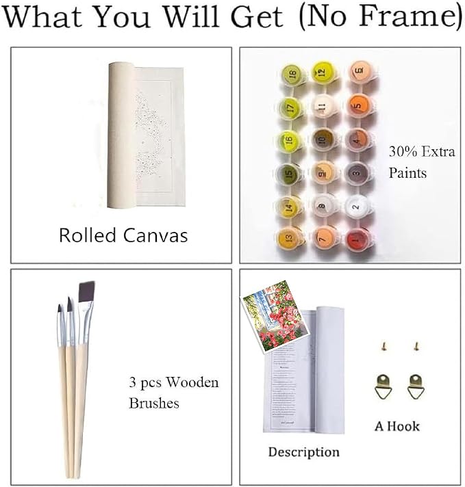 ZRIZQ Paint by Numbers Kit for Adults Beginner,Flowers Window,16x20