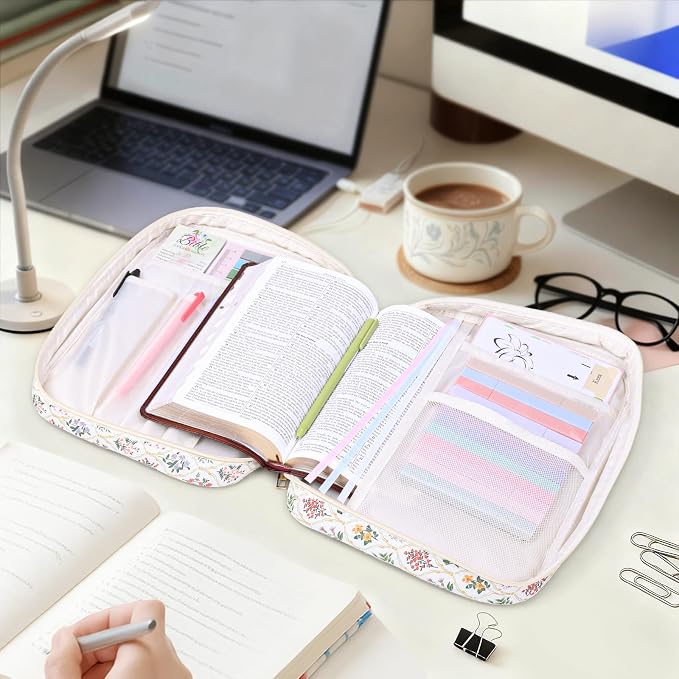 XKDOUS Bible Cover Case for Women Bible Bag Journaling Kit w/Study Supplies