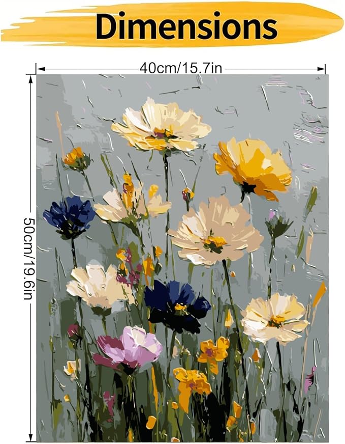CHWGLFGG Wild Flowers Paint by Numbers Kit for Adults Beginner 16X20 inch | Adult Paint by Number Kits on Canvas, DIY Acrylic Oil Easy Painting by Numbers for Home Wall Decor (Without Frame)