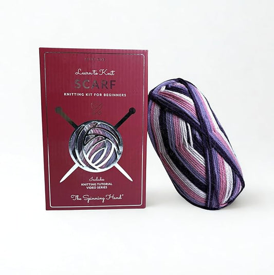 The Spinning Hand Knitting Kit for Beginners Adults – Educator-Designed, Self-Striping Wool Yarn, Bamboo Needles & Video Tutorials (Fresh Figs)