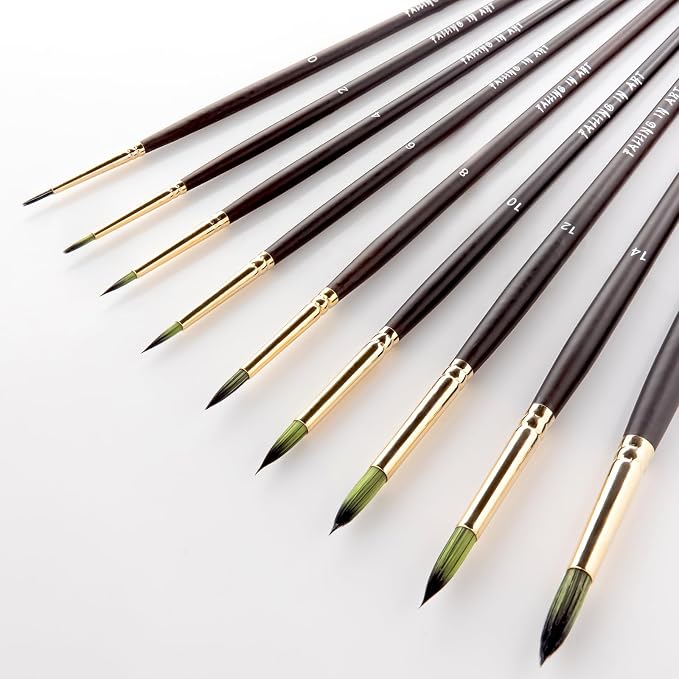 Falling in Art 9 PCS Long Handle Round Paint Brushes Set