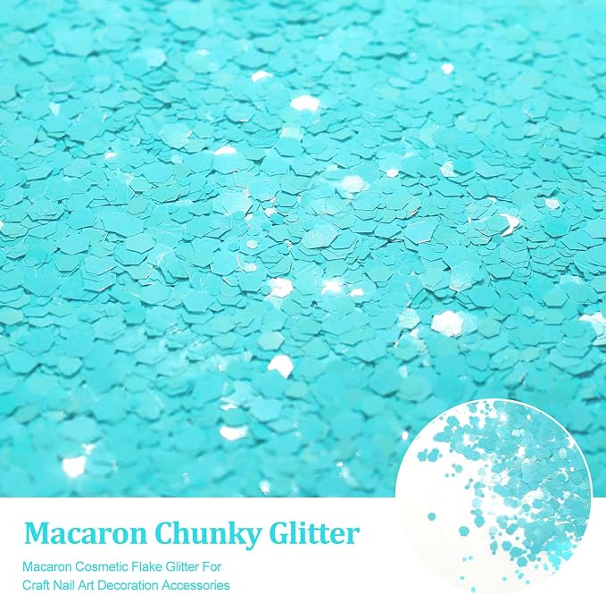 Renfio Macaron Blue Chunky Glitter for Snowglobe Tumbler 1.76oz/50g