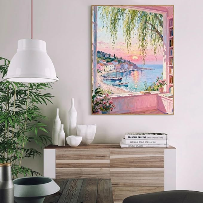 pchmcu Landscape Paint by Numbers Kit for Adults -Scenery Adult Paint by Number Kits on Canvas unFramed for Beginner, Oil Painting by Numbers Kit for Gift Home Wall Decor 16x20 Inch