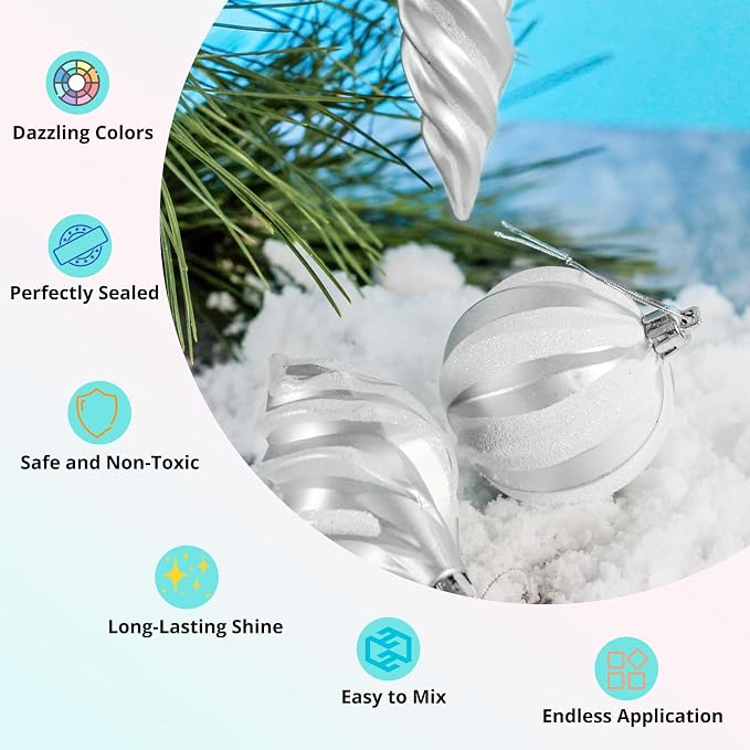 HTVRONT White Glitter for Crafts and Arts- 1.7oz/50g Fine Glitter Powder | Craft Glitter for Resin, Jewelry, Keychains, Candle Making, Paint, Slime Add Ins, Cosmetic Glitter for Nail Face