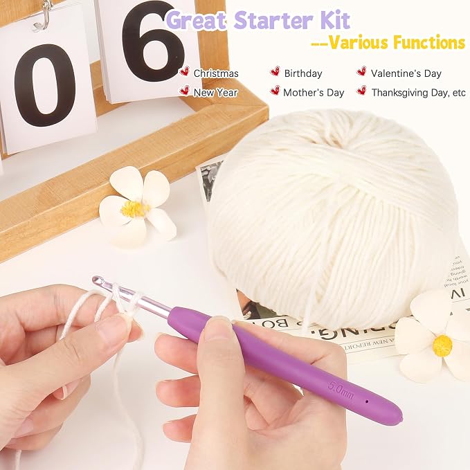 Katech Cotton Acrylic Blend Yarn for Crocheting-Crochet Yarn Set (Beige | 55% Cotton 45% Acrylic#3 DK (Light)-Super Soft Milk Cotton Yarn-Great Crochet and Knitting Starter Kit for Colorful Craft
