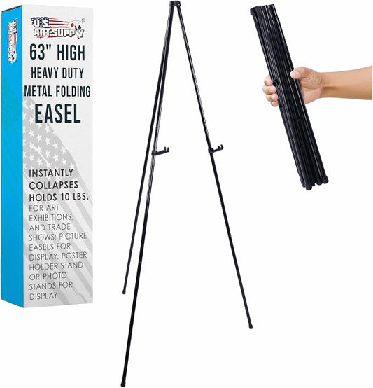 U.S. Art Supply 63" High Heavy Duty Metal Folding Display Easel