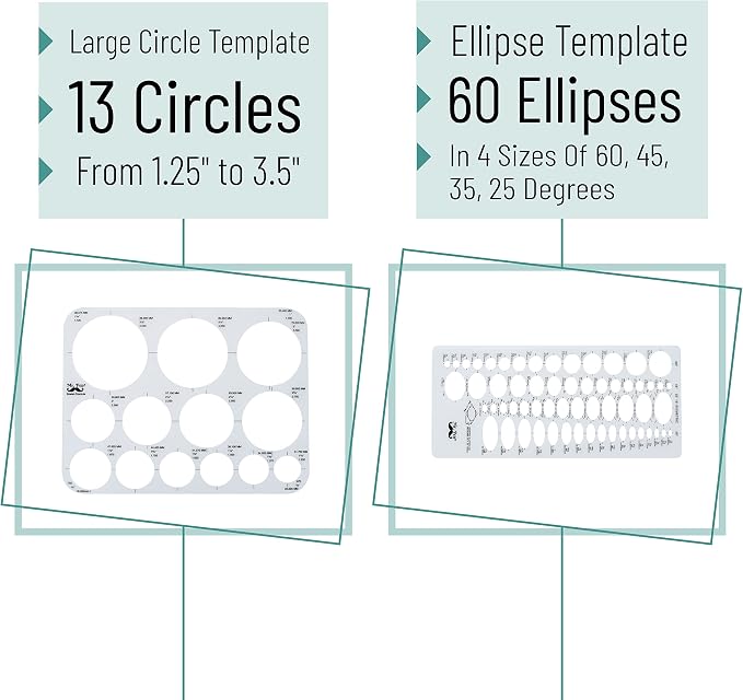 Mr. Pen- French Curve, Large Circle Template and Ellipse Template (6 Pc) | Curve Ruler, Drawing Tools, Drafting Tools, Geometry Template, Drawing Templates, Architectural Templates