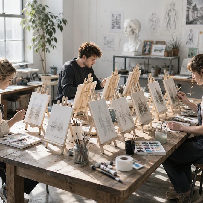 Conda 10 Pack 17 Inch Wooden Tabletop Easel Stand, A-Frame Art Painting Easel for Painting, Display & Art Creation, Canvas Holder for Artists, Students & Hobbyists