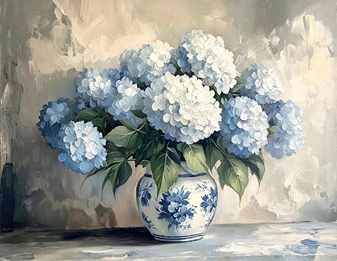 ARPADAMO Diamond Art Kits for Adults,5D Vintage Hydrangea Diamond Painting DIY Flowers Diamond Art Diamond Painting Kits for Adult,Round Full Drill Diamonds, Diamond Art Kits for Home Decor-12x16inch