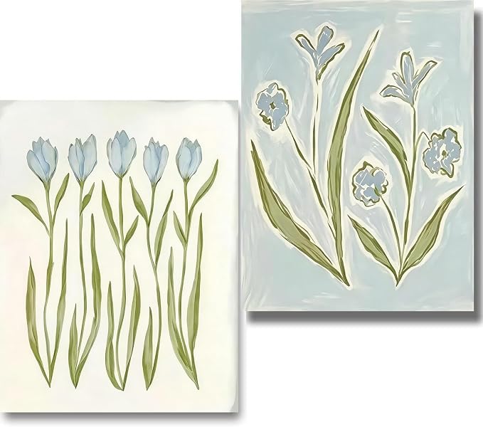 2 Pack Cute Flower Paint by Numbers Kit for Adults Beginner (Without Frame)