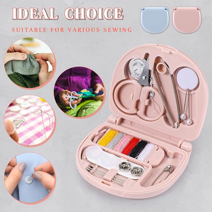 Yuxung 50 Pieces Mini Travel Sewing Kit Basic Portable Emergency Sewing Repair Kit in Bulk with Threads Scissors Needles for Beginner Traveler Hotel Charity Homeless