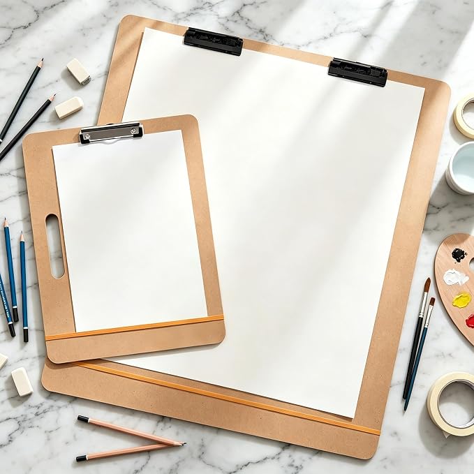 13"x17" Drawing Board with Clip, Rubber Bands and Carry Handle | Portable Lightweight Art Board For Sketching, Durable Watercolor Board For Artists Indoor Outdoor Use, Art Supply