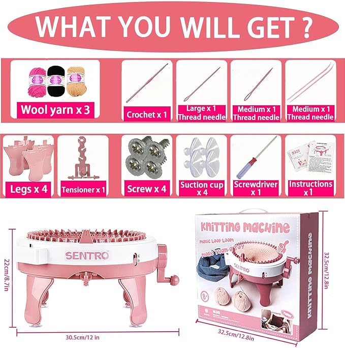 Cyandream Sentro 40 Needles Knitting Machine, Circular Loom for Beginners