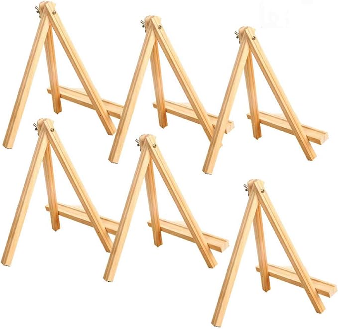 ANDES 9in Wood Tabletop Painting Easels 6 Pack, Arts & Crafts Display Stand