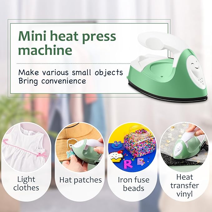 Honoson Mini Craft Iron with Charging Base Tiny,Green