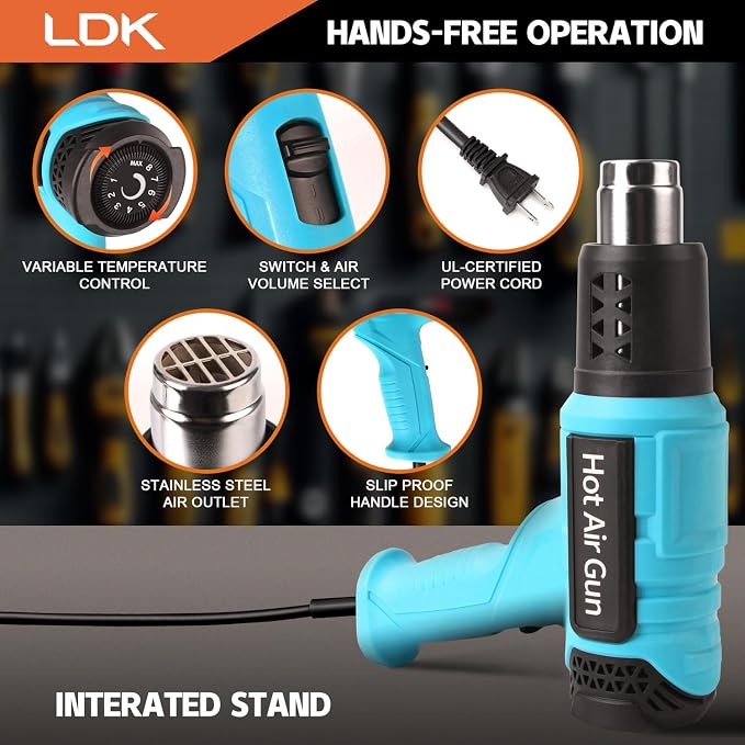 LDK Heat Gun, Heavy Duty Heating Gun Variable Temperature Control