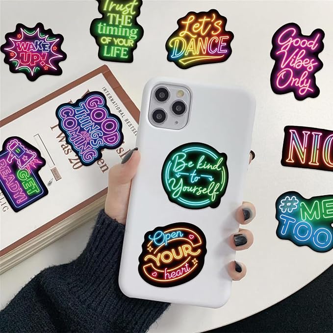 50PCS Positive Affirmation Stickers, Neon Inspirational Stickers
