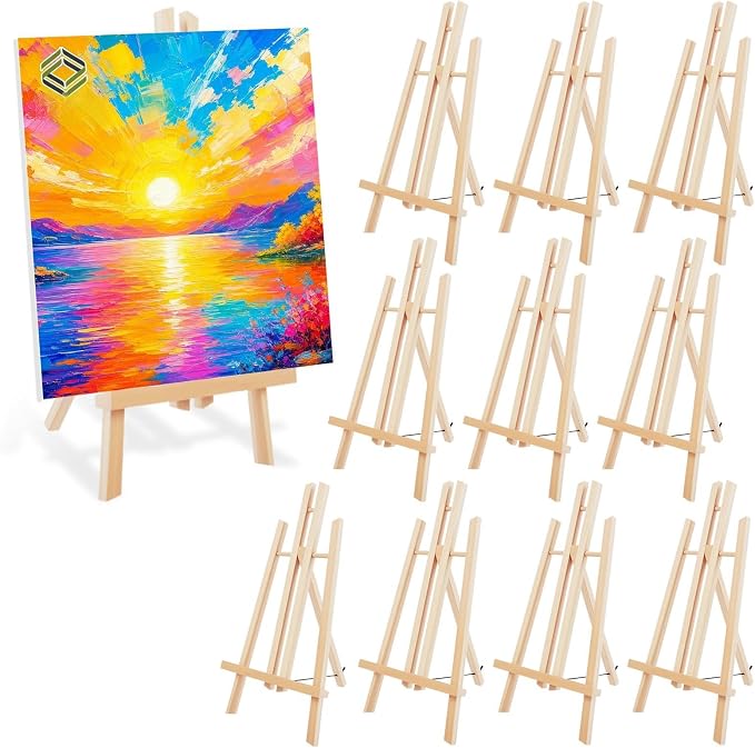 Conda 10 Pack 17 Inch Wooden Tabletop Easel Stand, A-Frame Art Painting Easel for Painting, Display & Art Creation, Canvas Holder for Artists, Students & Hobbyists