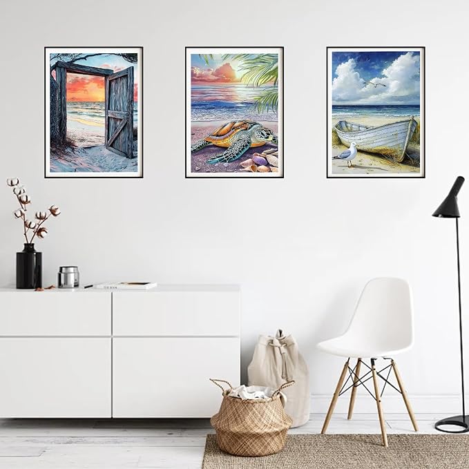 DOZEEZOP 6-Pack Diamond Art Kit for Adults, 5D Diamond Painting 12x16 Inch | Coastal pictures, Full Round Drills, Home Wall & Shelf Decor, Beginner-Friendly DIY Craft, Stress Relief, All-Occasion Gift